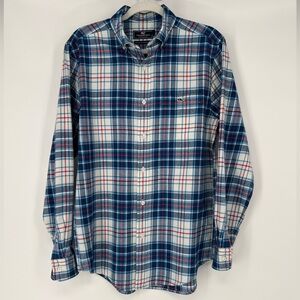 Vineyard Vines Performance Classic Fit Tucker Blue and‎ Red Plaid Shirt